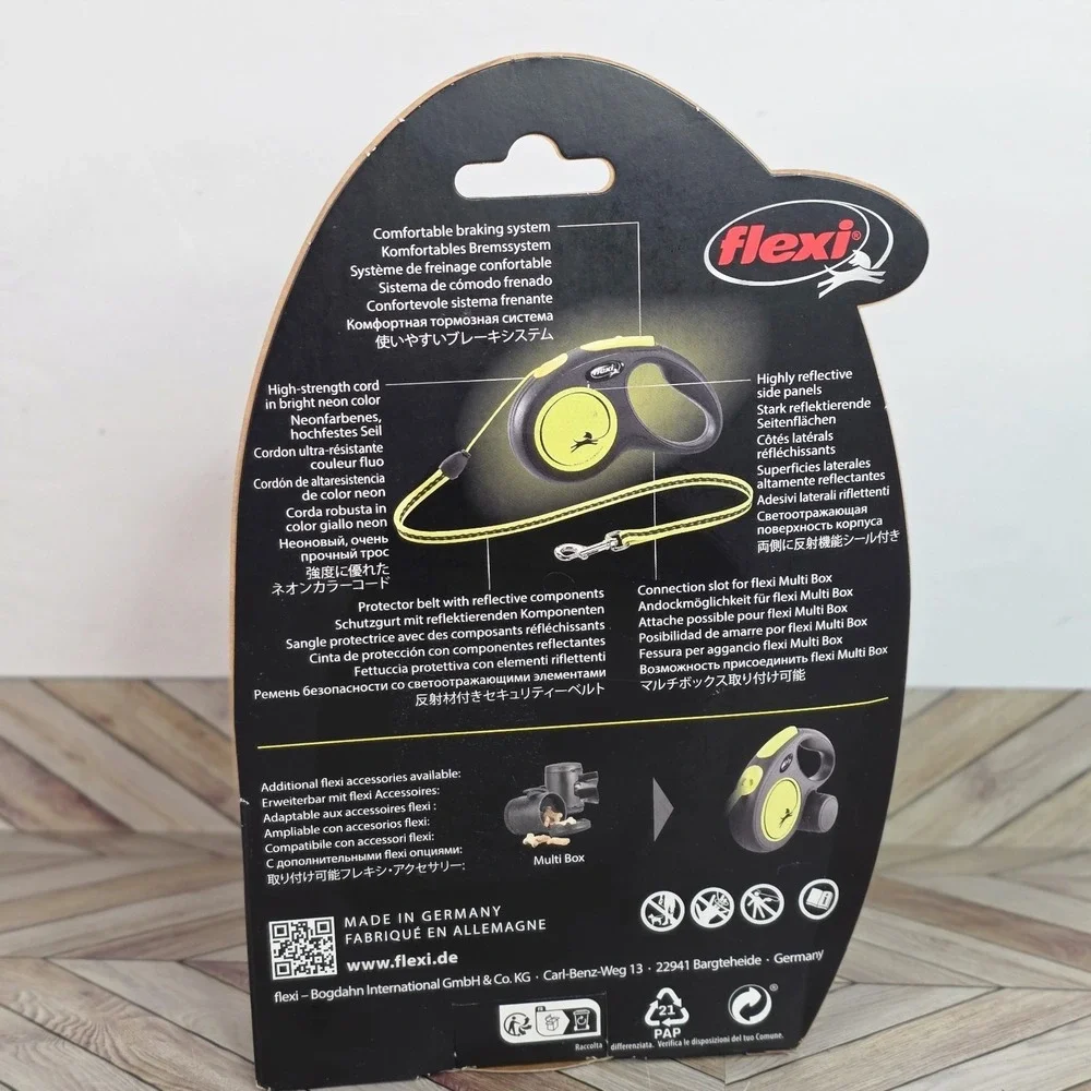 Flexi 16ft Small Neon Tape Retractable Dog Leash for Dogs up to 26lb Germany